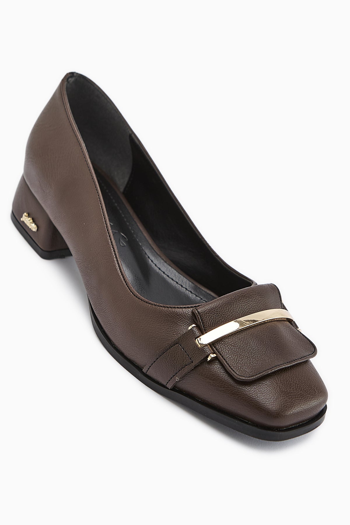 Gresa Brown Buckled Low Heel Women's Shoe