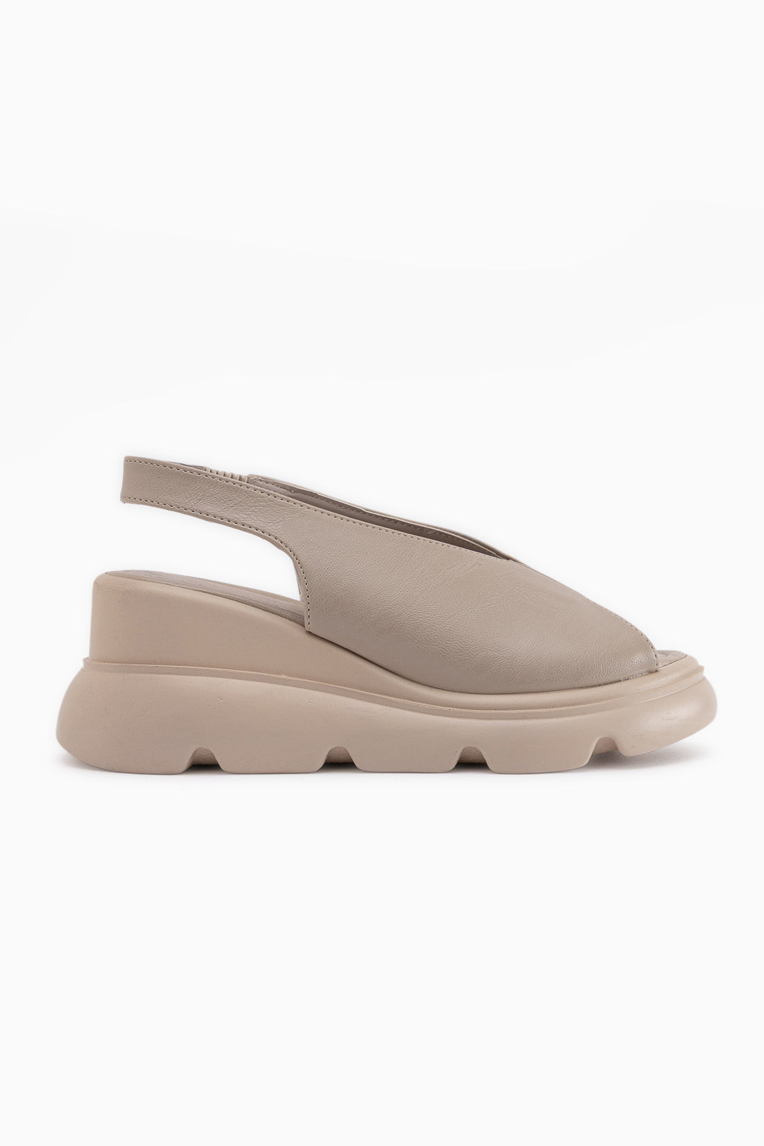 Tilda Beige Elastische Keil Damen Sandale