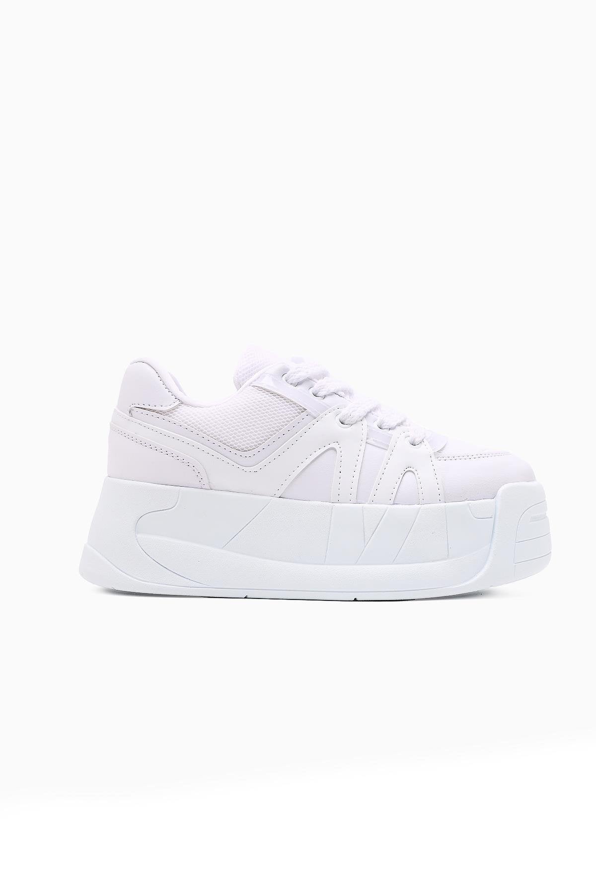 Alvi Weiße Leder Detaillierte Damen Sneakers