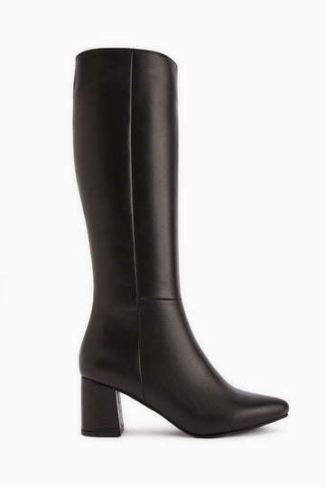 Velma Genuine Leather Black Heeled Women's Boot