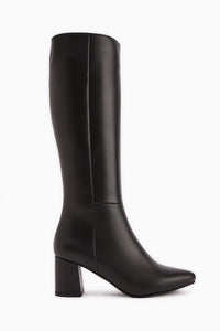 Velma Genuine Leather Black Heeled Women's Boot