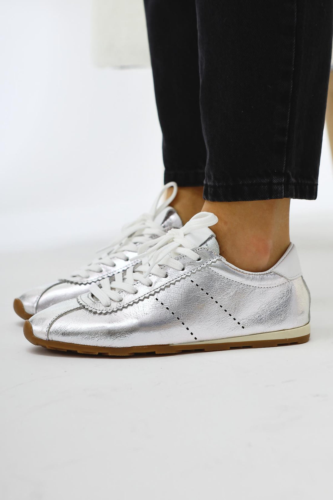 Genuine Leather Alisa Gold Laced Casual Women's Shoes