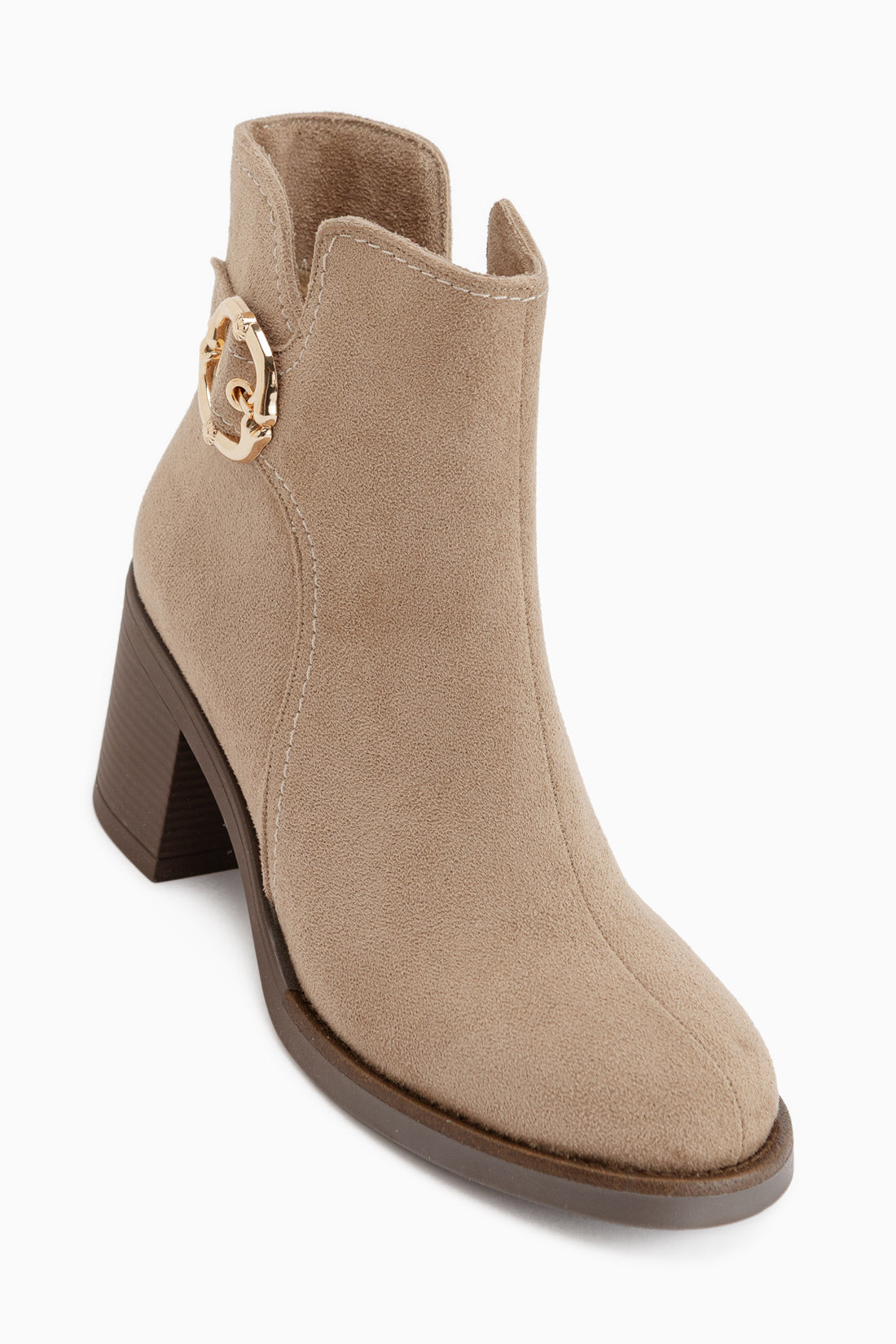 Tania Beige Wildleder Schnallen Detail Damen Stiefel