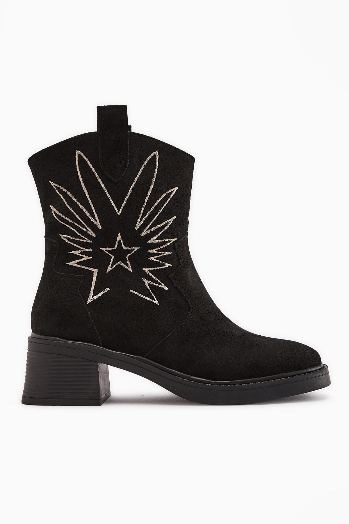 Anica Black Suede Embroidered Women's Boot