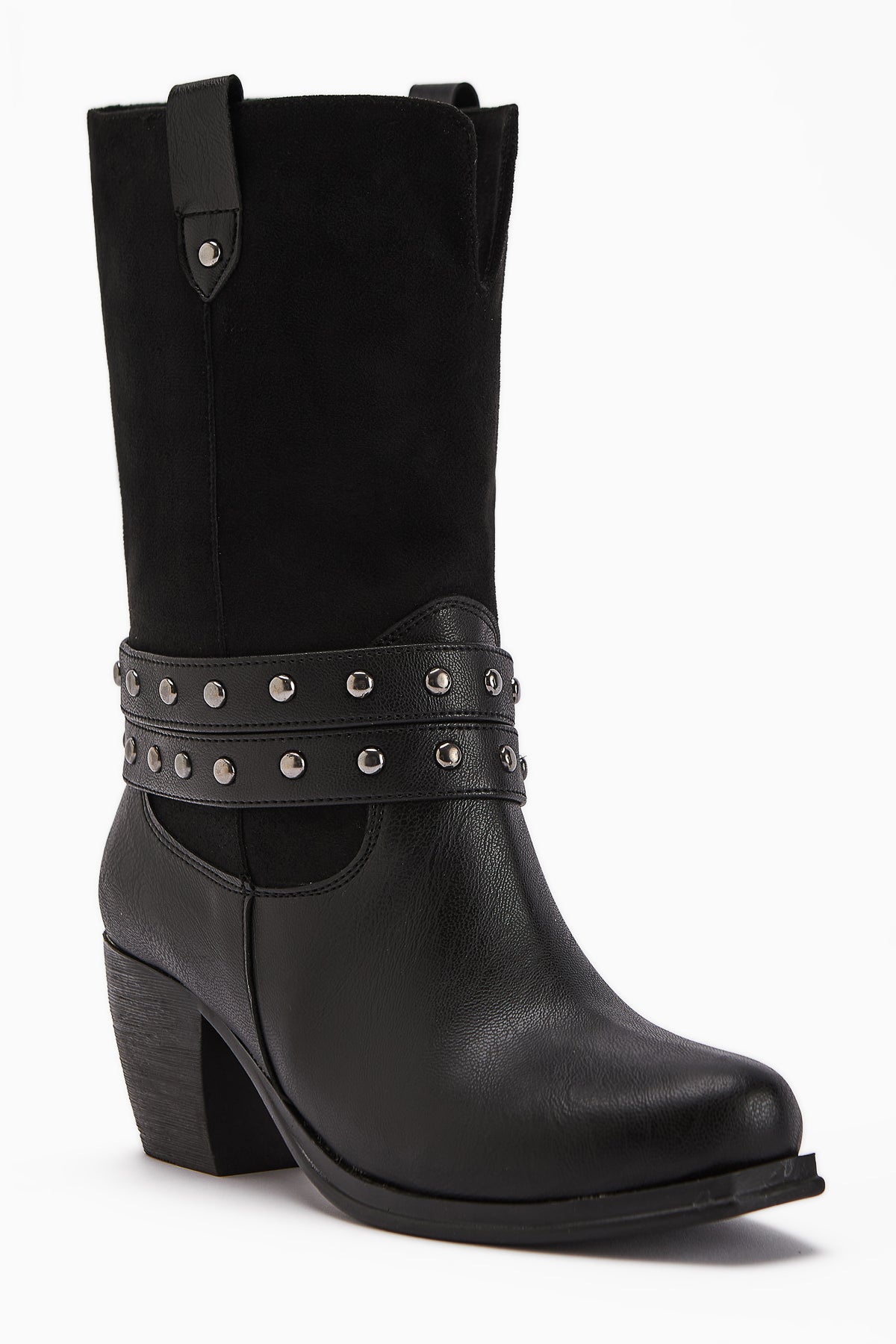 Catrin Black Studded Heeled Women's Boot