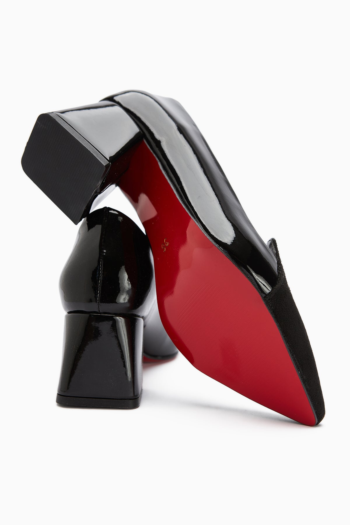 Gisela Schwarze Wildleder-Detaillierte Lackleder Absatzschuhe für Damen