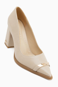 Carissa Beige Schnalle Damen Absatzschuhe