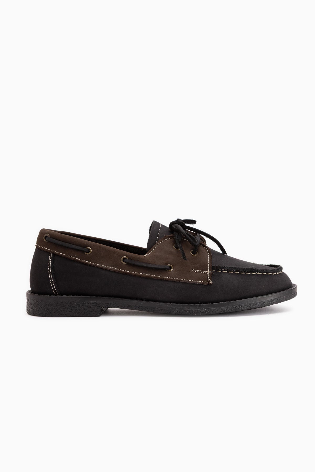 Janica Genuine Leather Black Lace-Up Women’s Moccasin Shoes