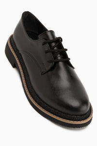 Minea Schwarze Schnürung Damen Loafer Freizeit Schuhe