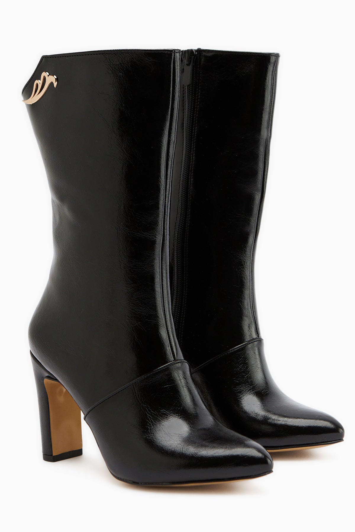 Aria – Schwarz kniehoher Stiefel mit Absatz (Damen)
