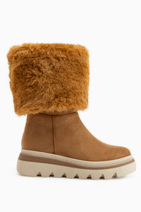 Edna Tan Suede Fur Detailed Women’s Boots