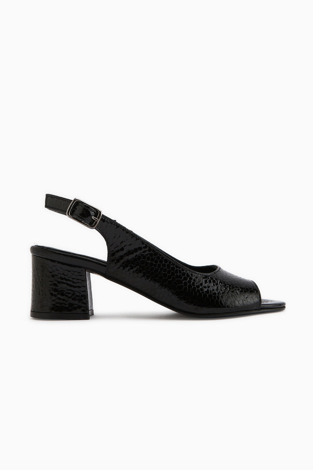 Catia Echtes Leder Schwarz Schlangenmuster Damen Sandale