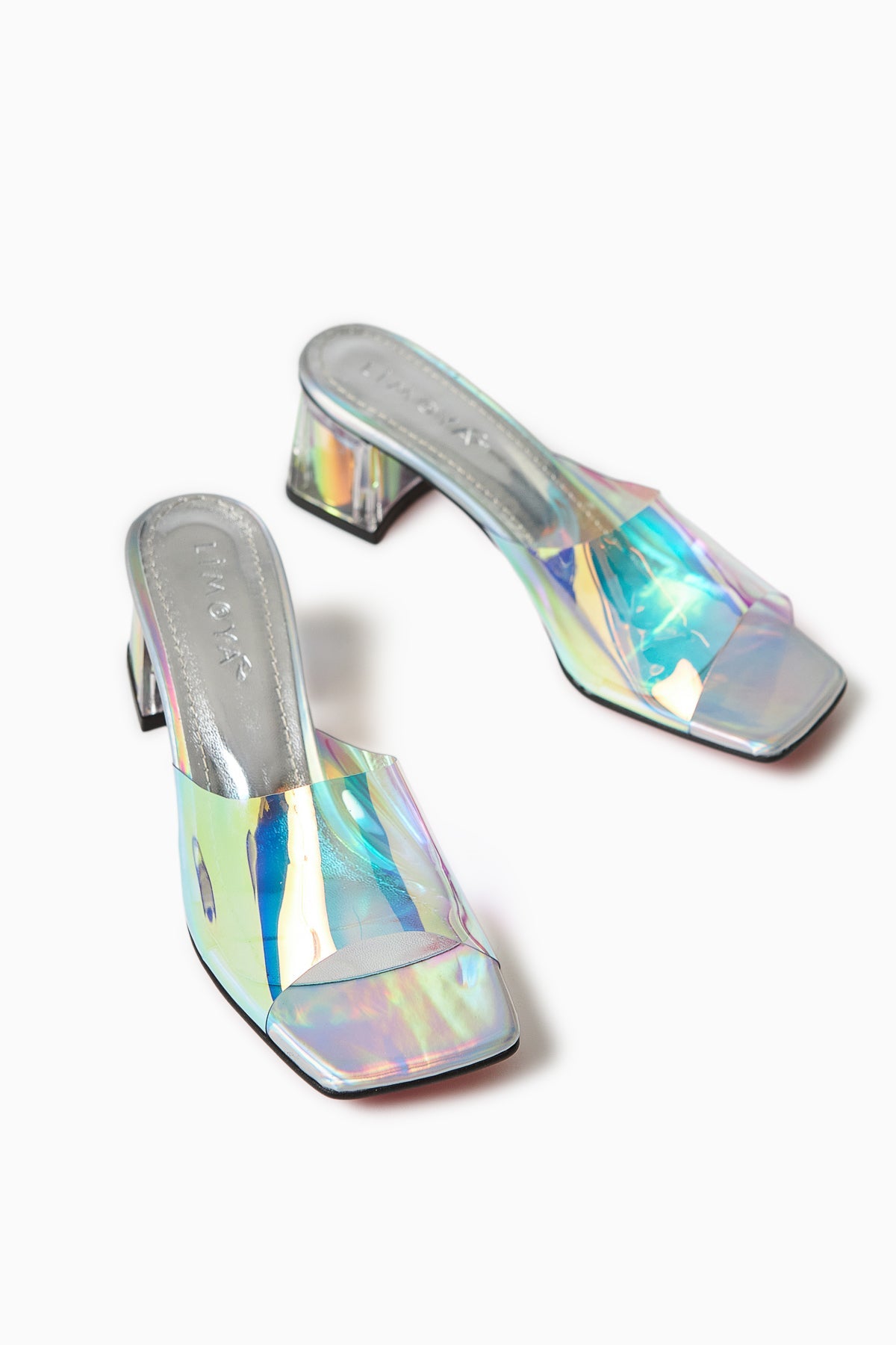Persa Silber Transparenter Riemen Klare Absatz Damen Slipper