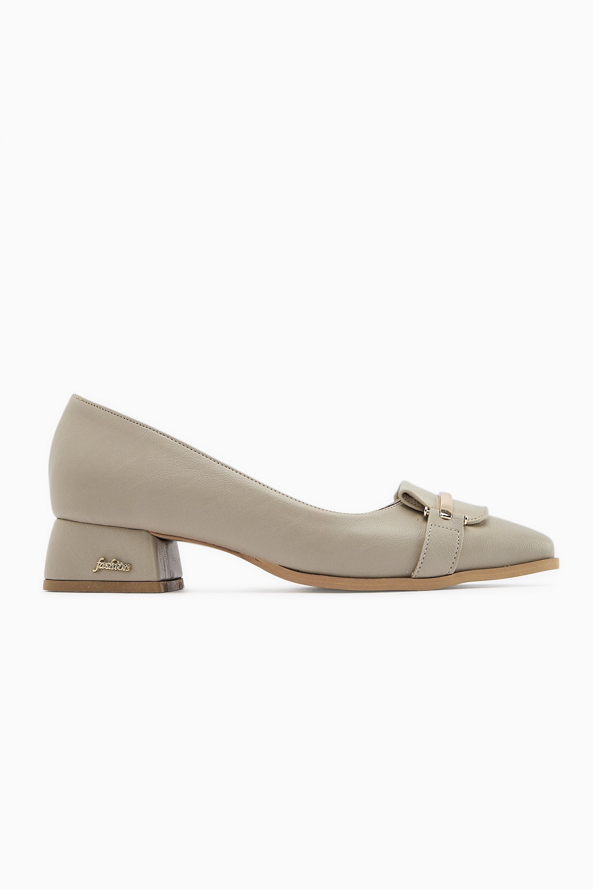 Gresa Beige Buckled Low Heel Women's Shoe