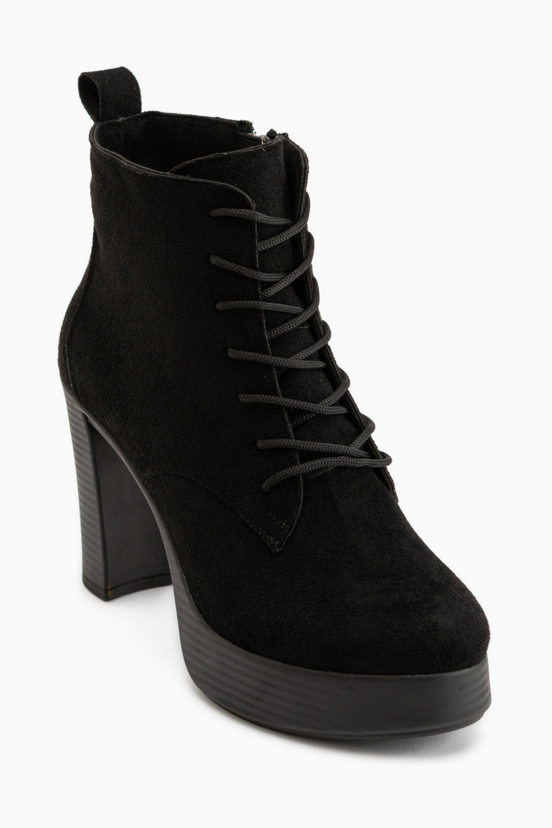 Camia Schwarze Wildleder Schnür-Platform Damen Stiefel