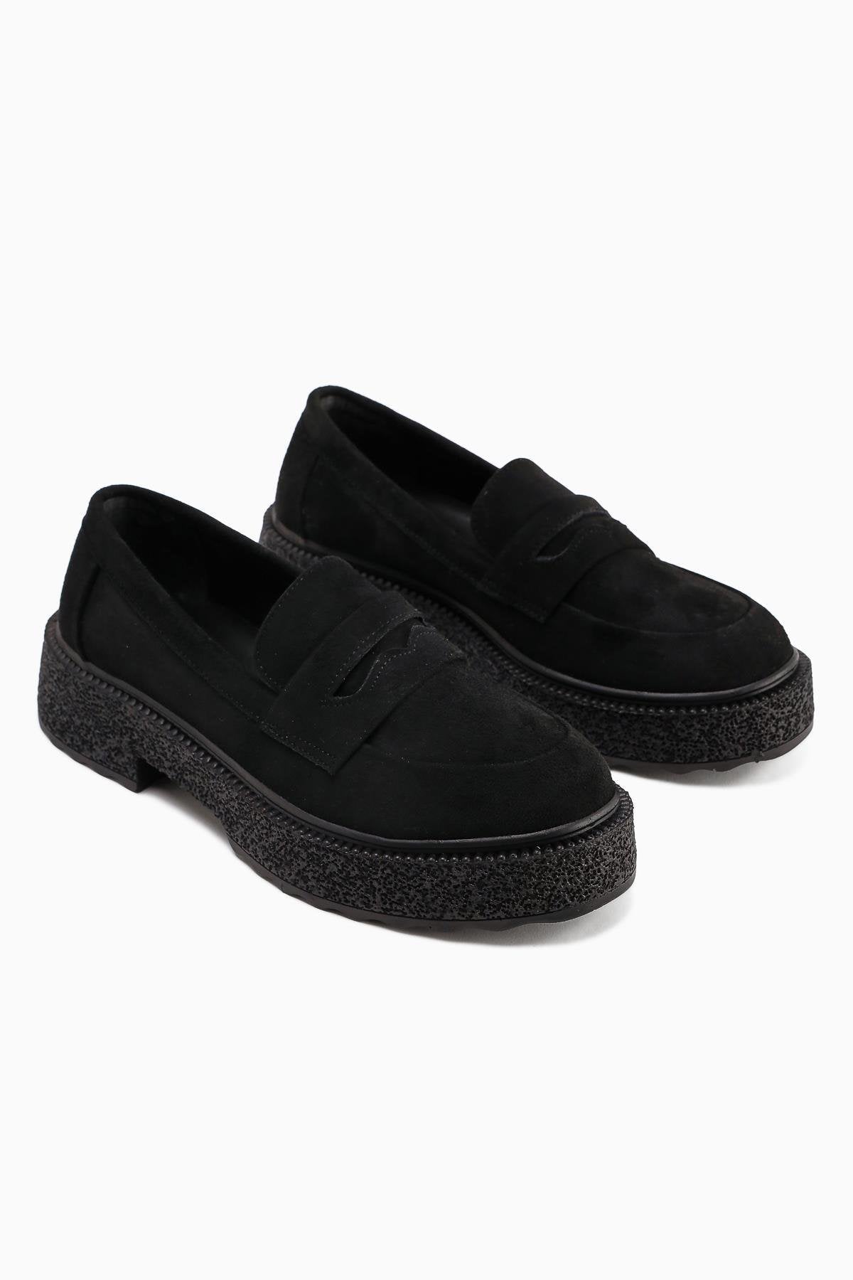 Bojan Schwarzes Wildleder Dicke Sohle Damen Freizeitschuh