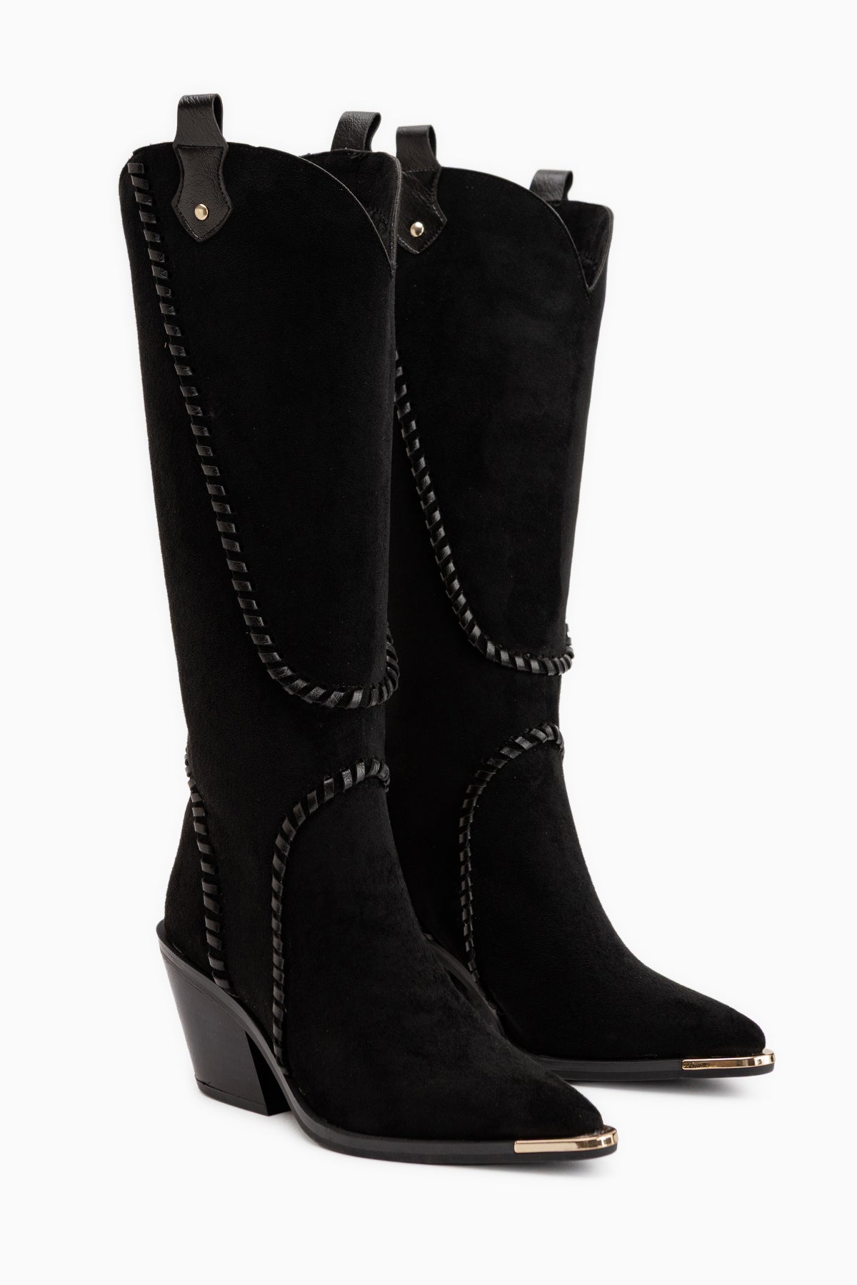 Gertie Black Suede Stitch Detailed Women’s Boots