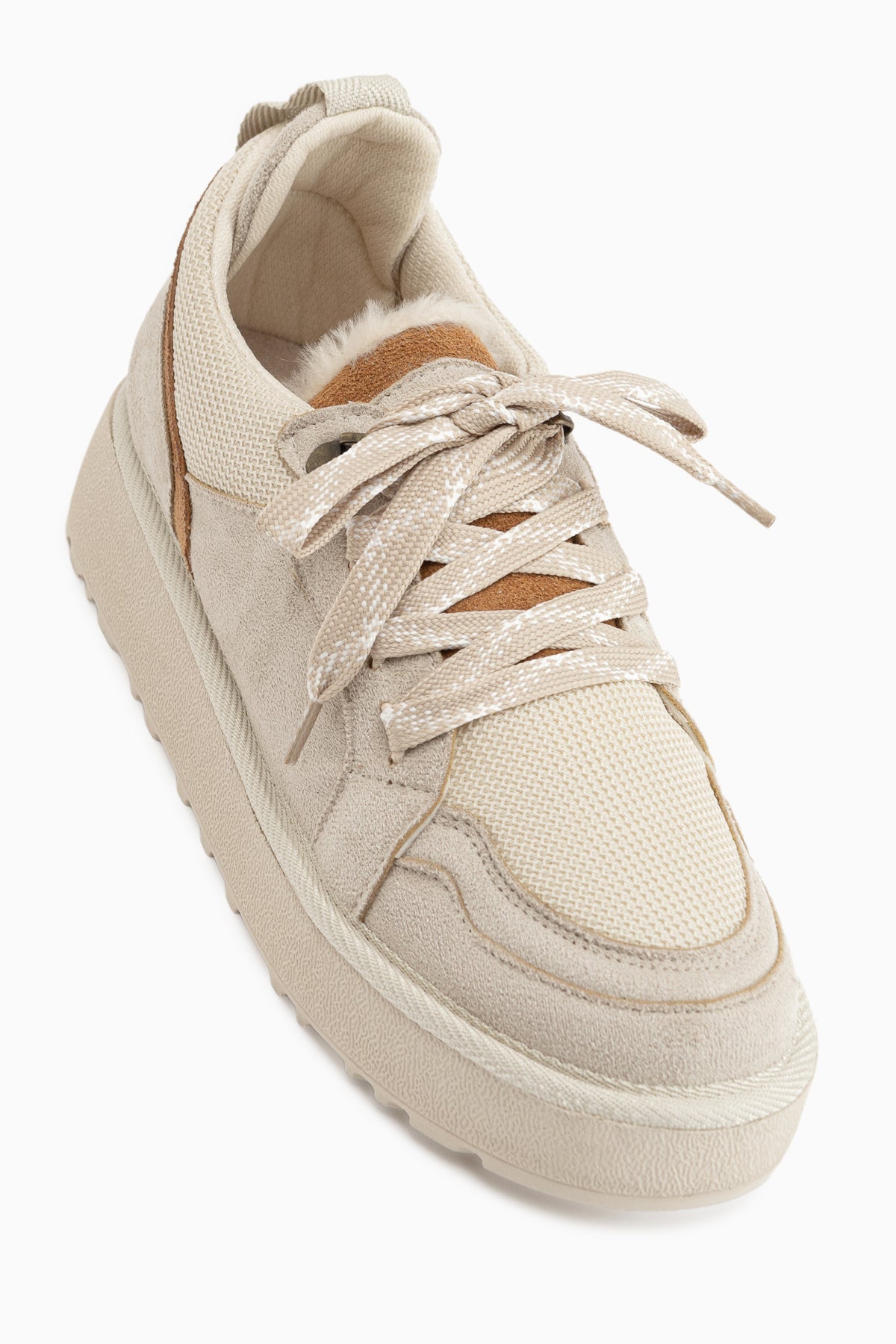 Reni Beige Suede Thick Sole Women’s Casual Shoes