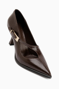 Sonja Brown Buckled Women’s Heeled Shoes