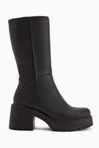 Roseann Schwarz Dicke Sohle Plattform Lange Stiefel