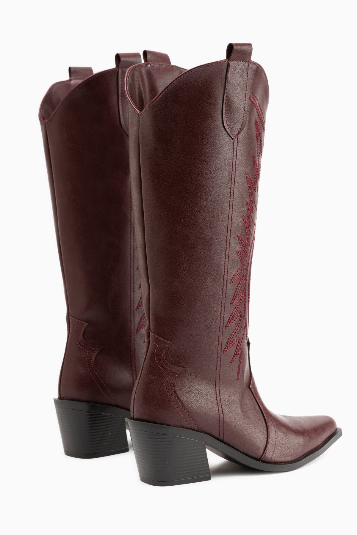 Hero Burgundy Embroidered Cowboy Boots