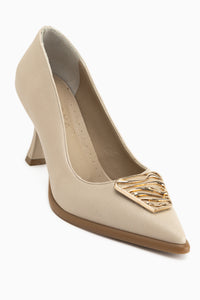 Danya Beige Buckled Women’s Heeled Shoes