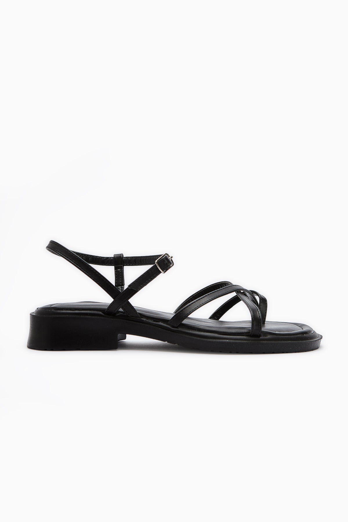 Hania Schwarze Kreuzriemen Zehentrenner Damen Sandalen