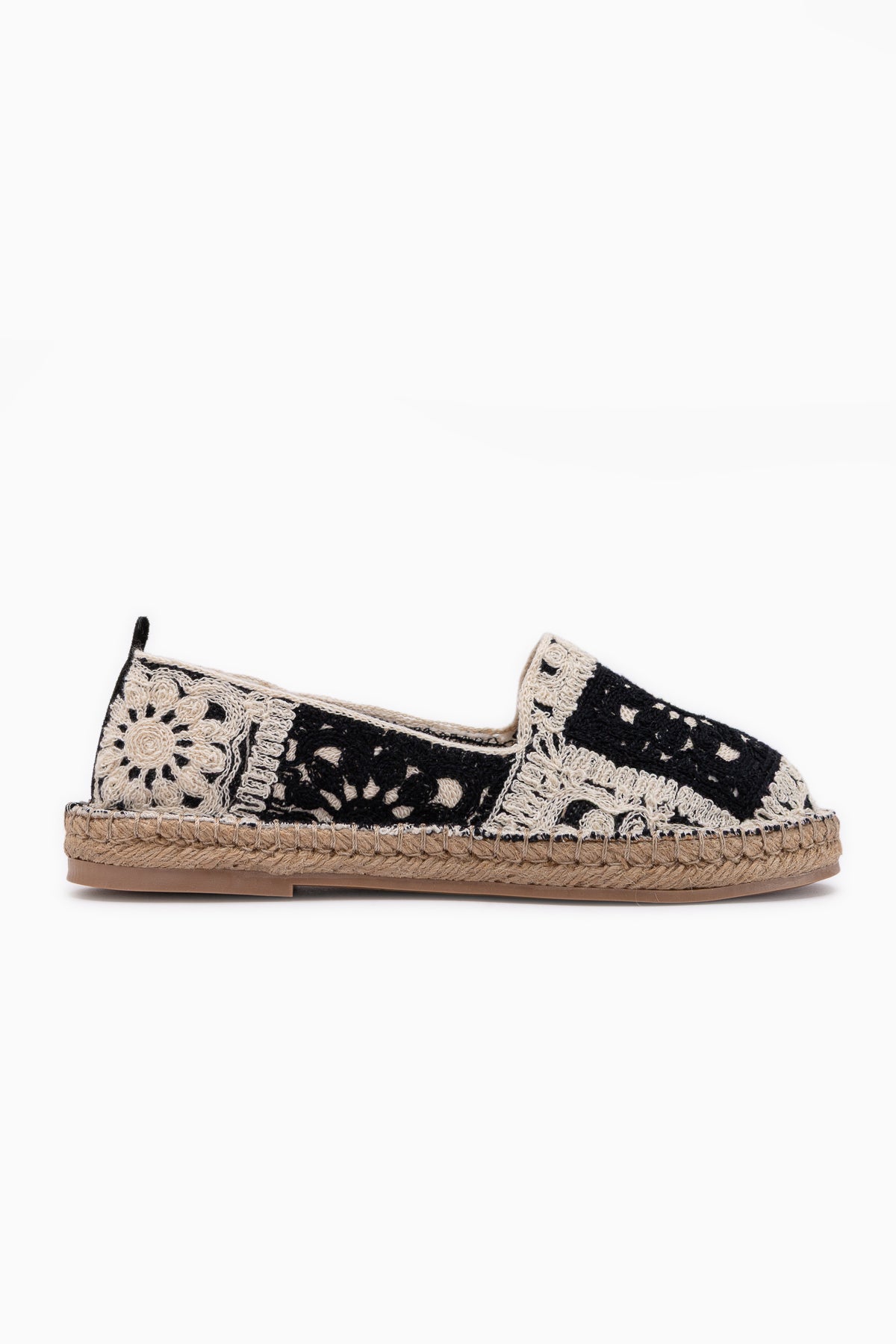 Rosie Siyah Bohem Örgü Desenli Espadril Loafer Kadın Ayakkabı