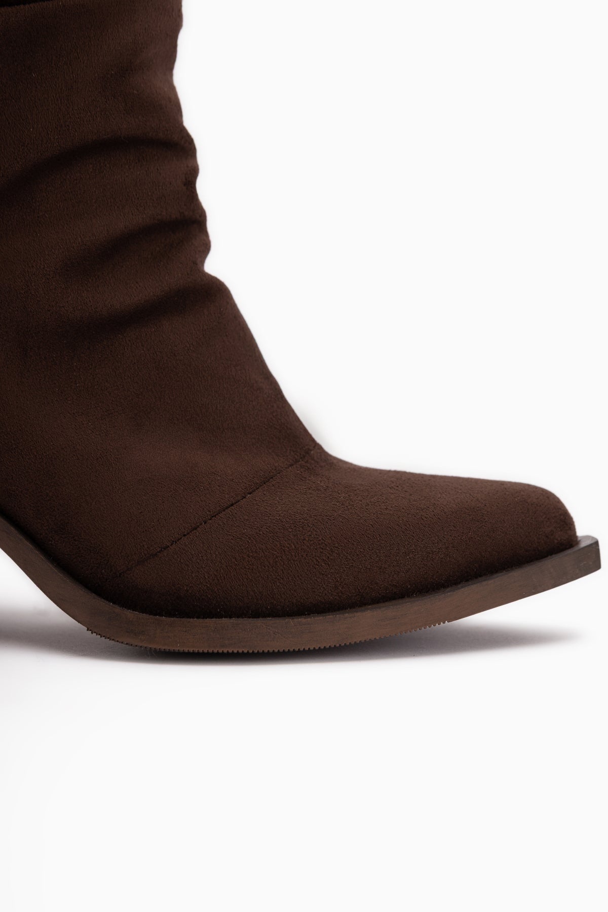 Reba Braun Wildleder Falten Dicke Absatz Damen Lange Cowboy Stiefel