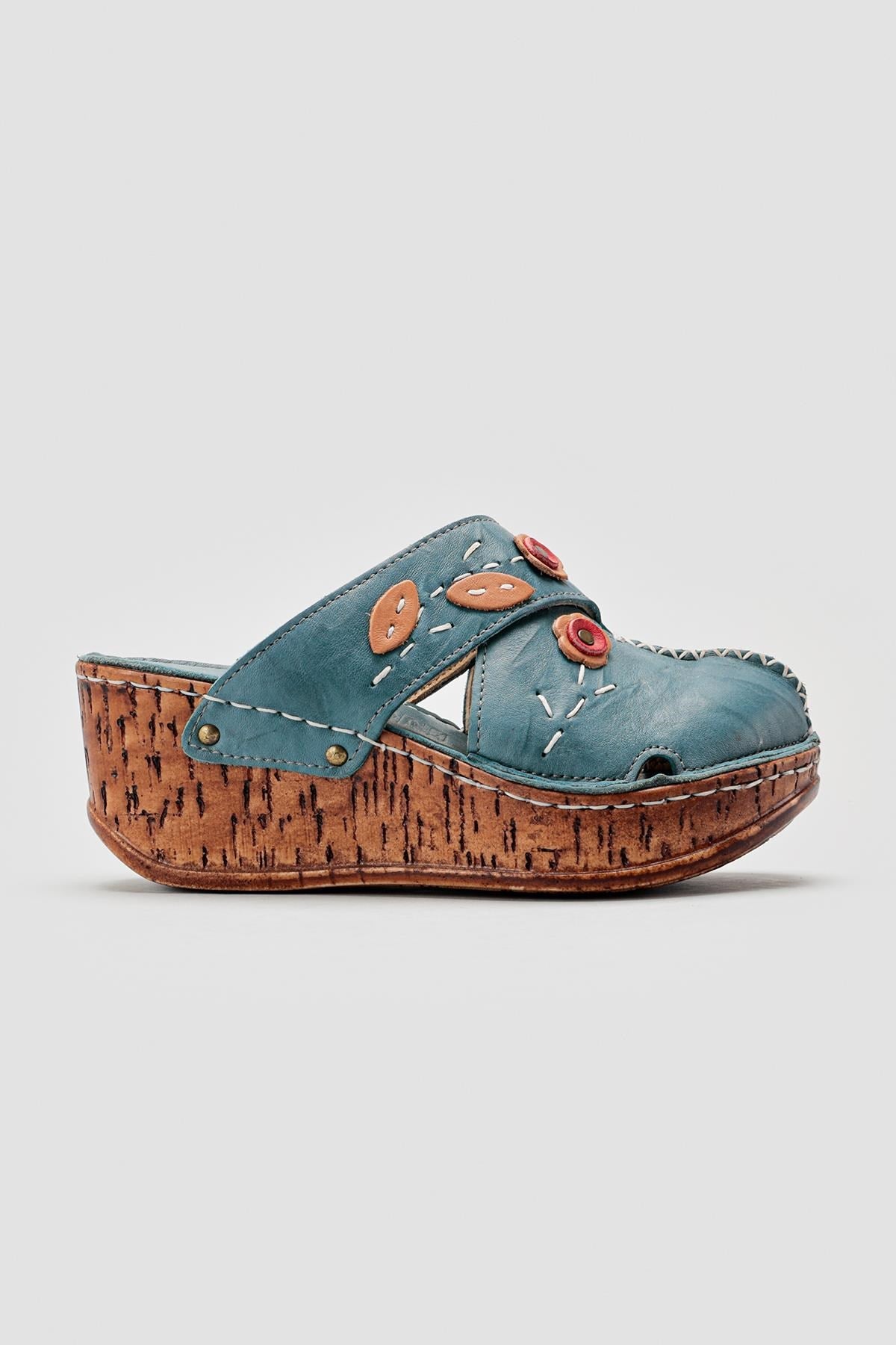 Alto Echtes Leder Komfort Pantoletten mit Distressed Sohle