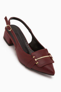 Enja Burgunder Schnalle Kurz Absatz Damen Schuhe