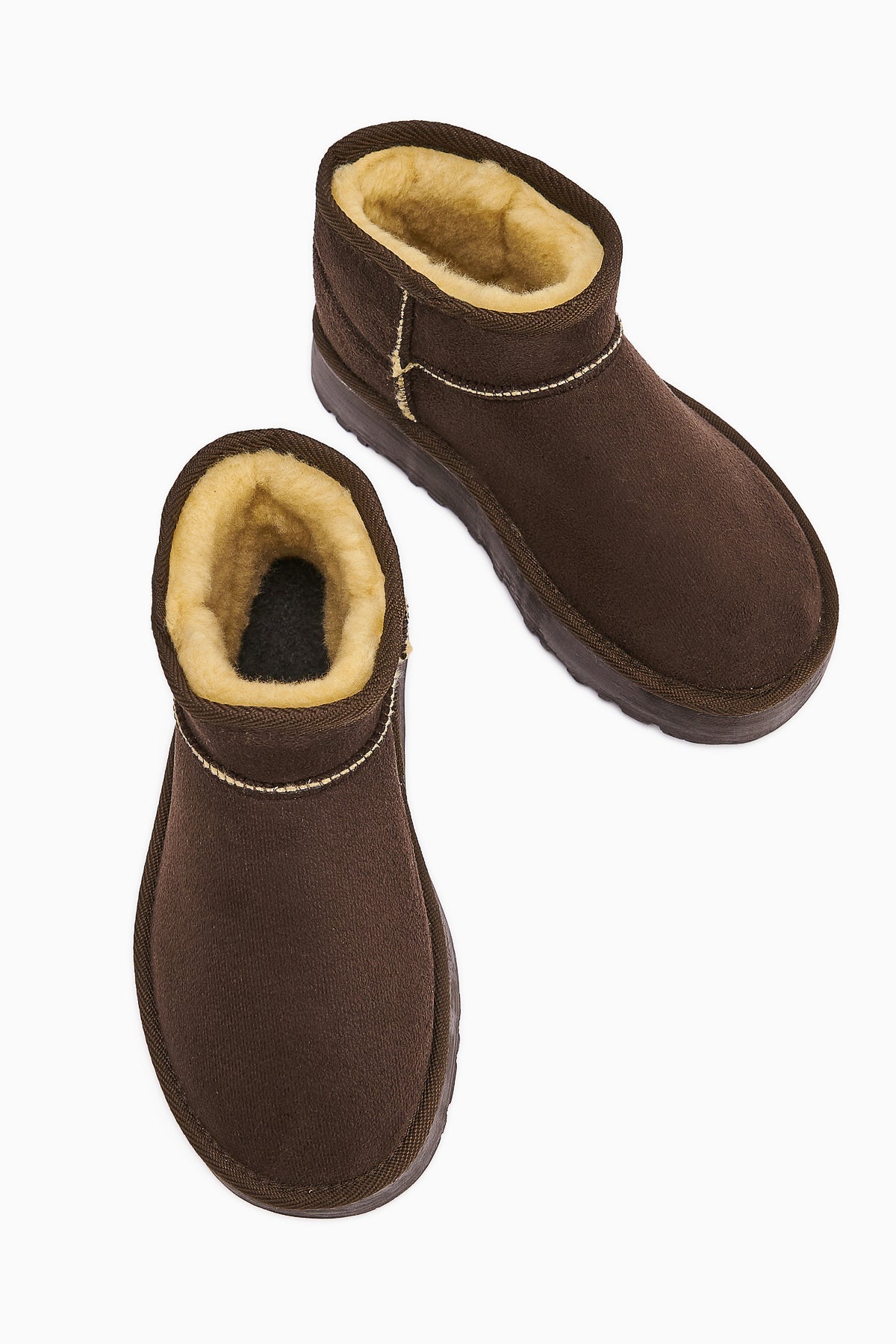 Lilly-Anne Coffee Suede Fur-Lined Short Boot