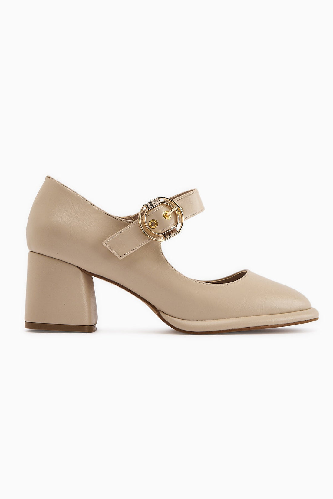 Nana Beige Buckled High Heel Women's Shoe