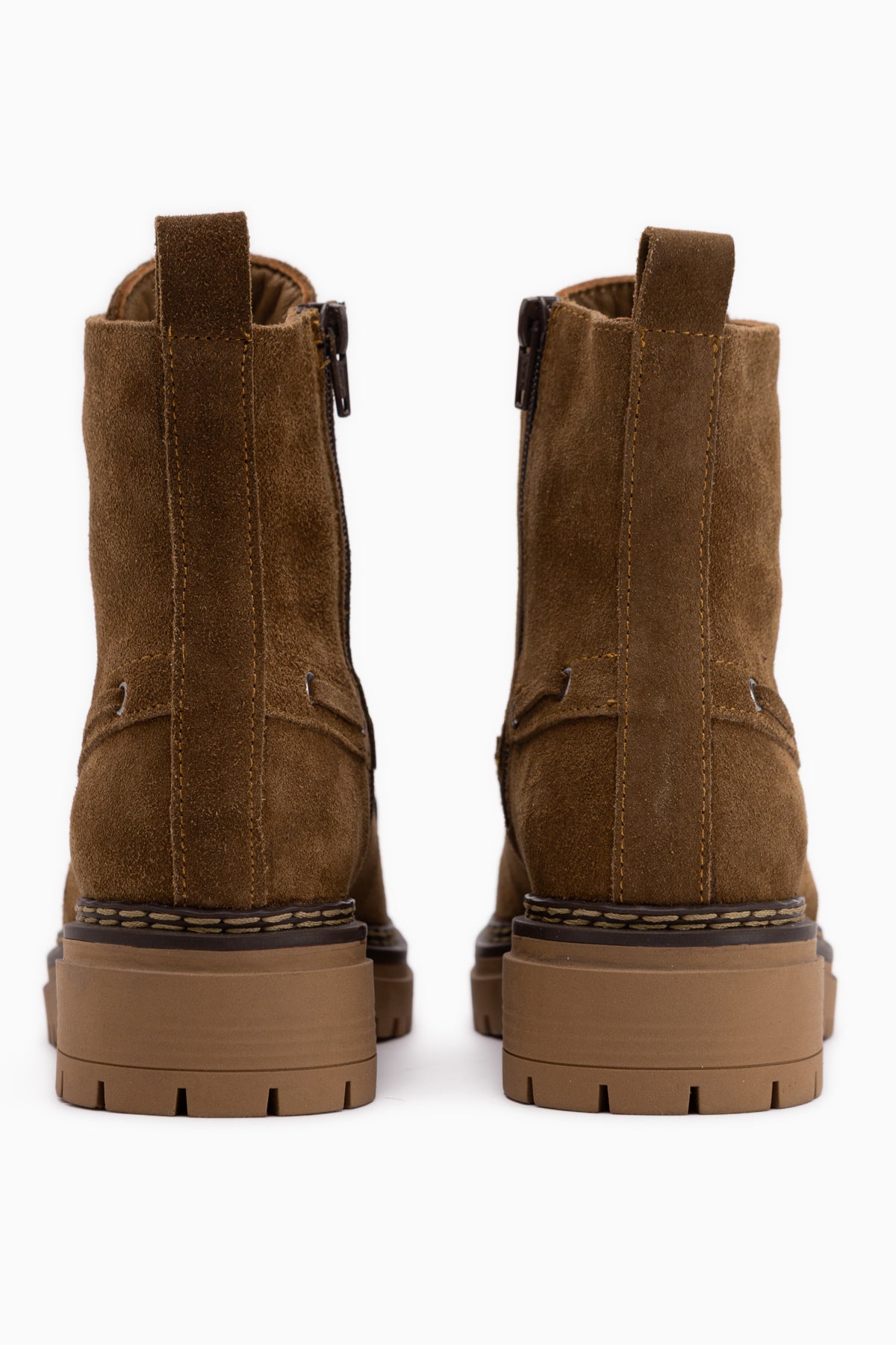 Minna Echtes Leder Walnuss Wildleder Schnür Damen Stiefel