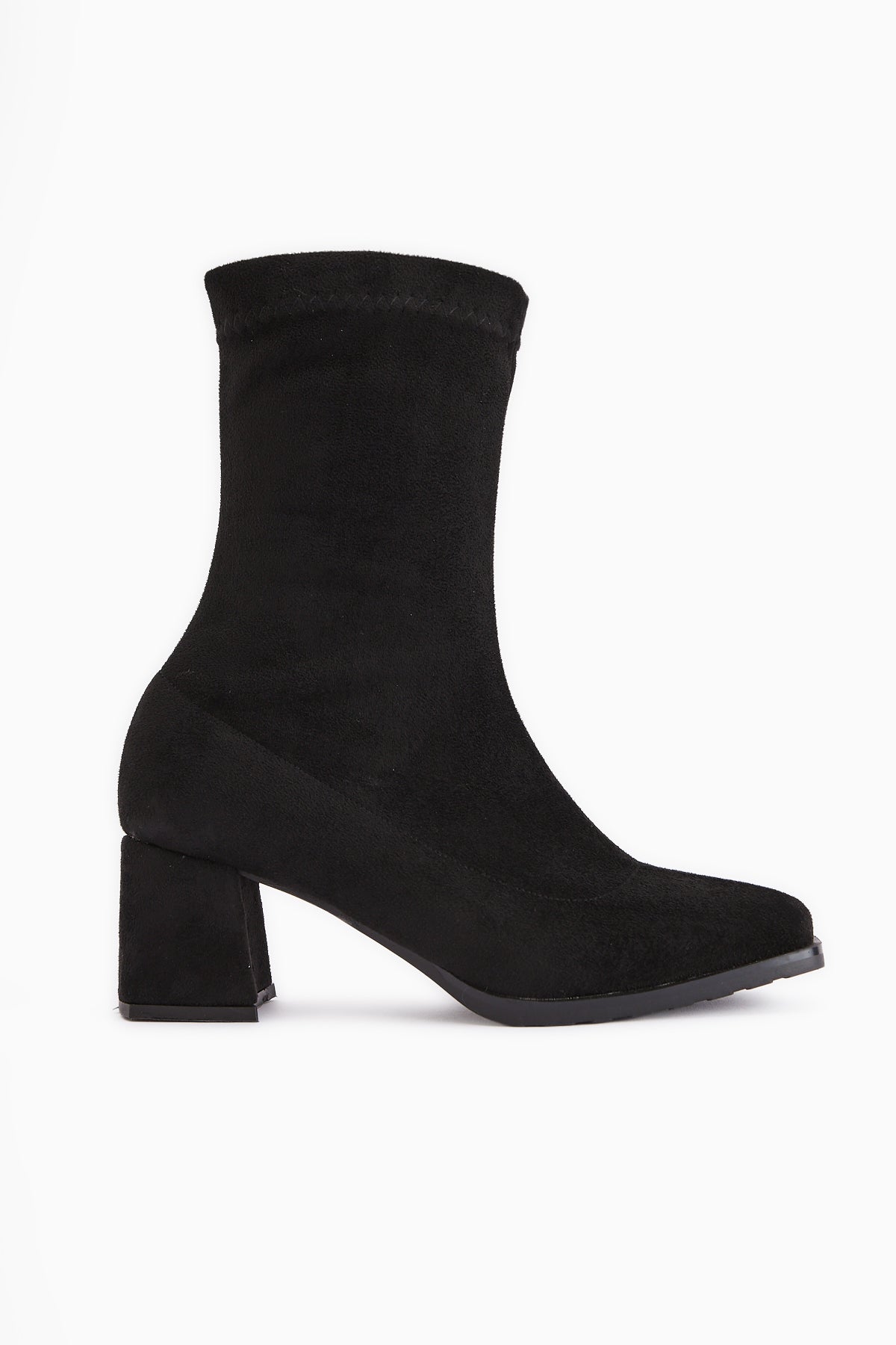 Ghina Black Suede Square Toe High Heel Women's Boot