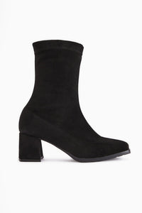 Ghina Black Suede Square Toe High Heel Women's Boot