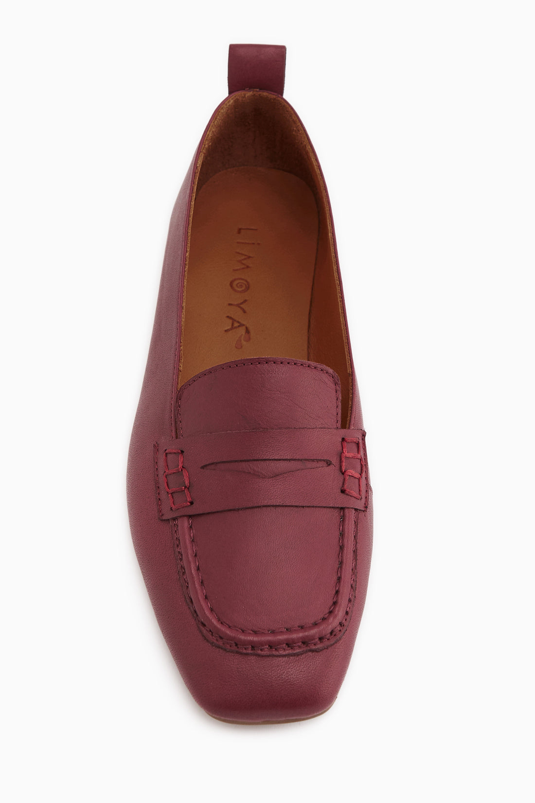 Novin Echtes Leder Bordeaux Quadratzehen Damen Ballerinas