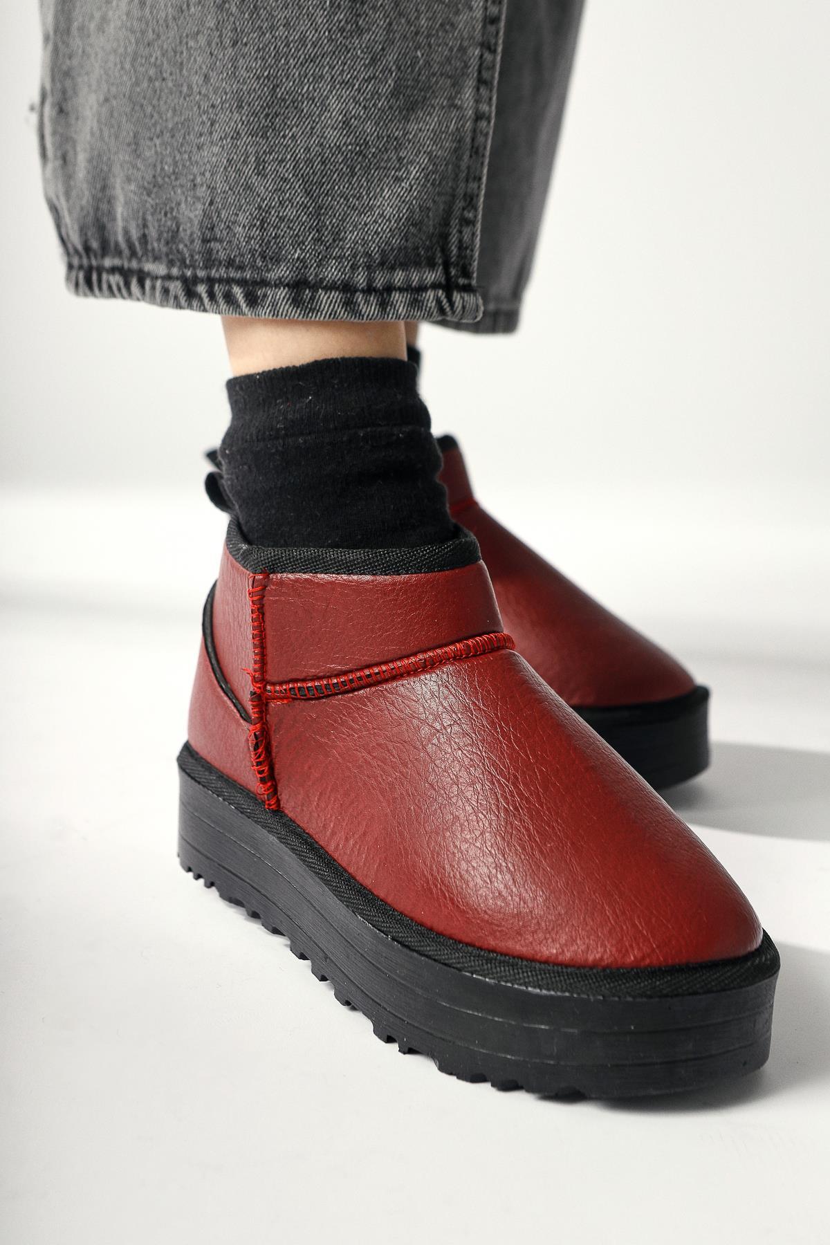 Jiman – Burgundy Thick-Sole Ankle Boot (Women)