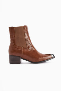 Micki Tan Spitzes Metall Detail Damen Stiefel