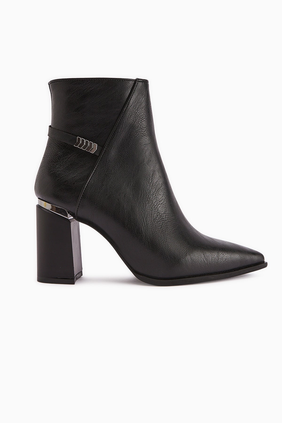 Lamia Black Buckle Detailed Heeled Women's Boot