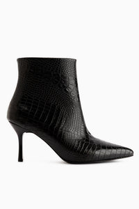 Brenda Schwarze Krokodil Absatz Damen Stiefel