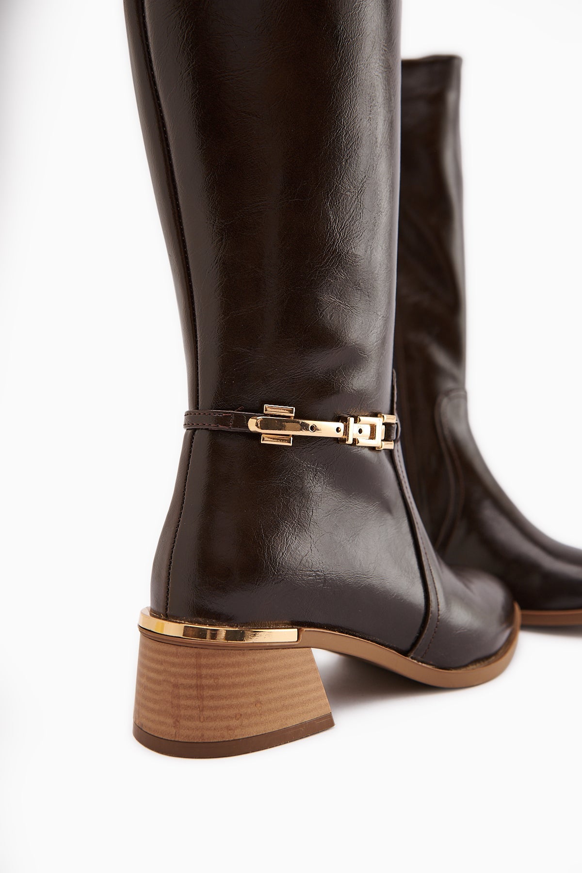Kamilla – Brown Buckle-Detail Knee-High Boot (Women)