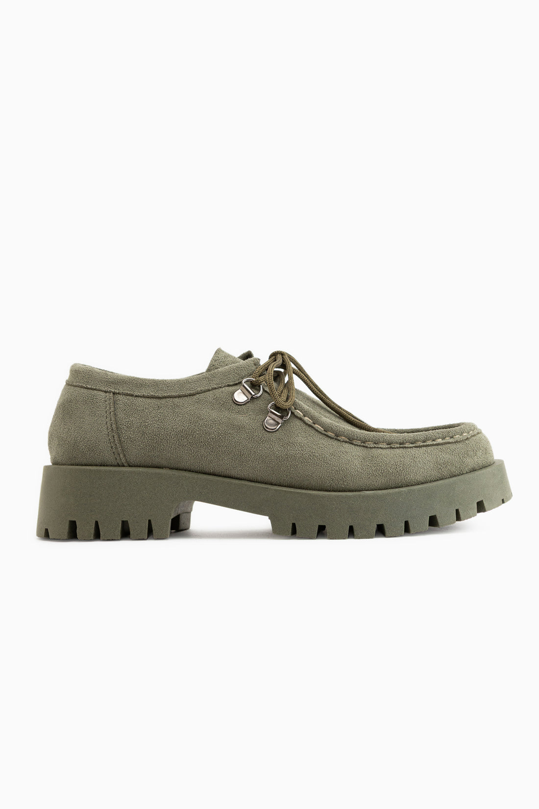 Trudy Khaki Wildleder Schnürung Dicke Sohle Damen Loafer