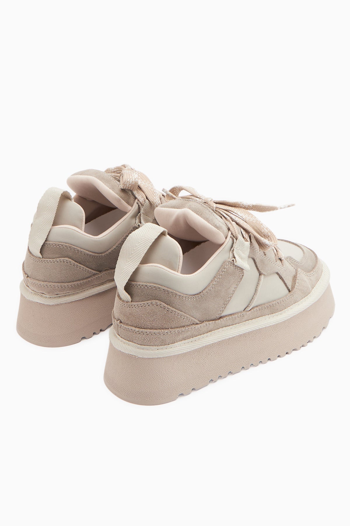 Rita – Beige Velours Sneaker mit Plateau (Damen)