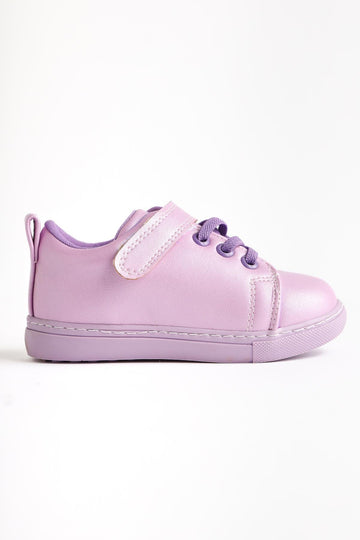 Daisy Lilac Laced Velcro Detailed Baby Sneakers