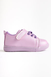 Daisy Lilac Laced Velcro Detailed Baby Sneakers