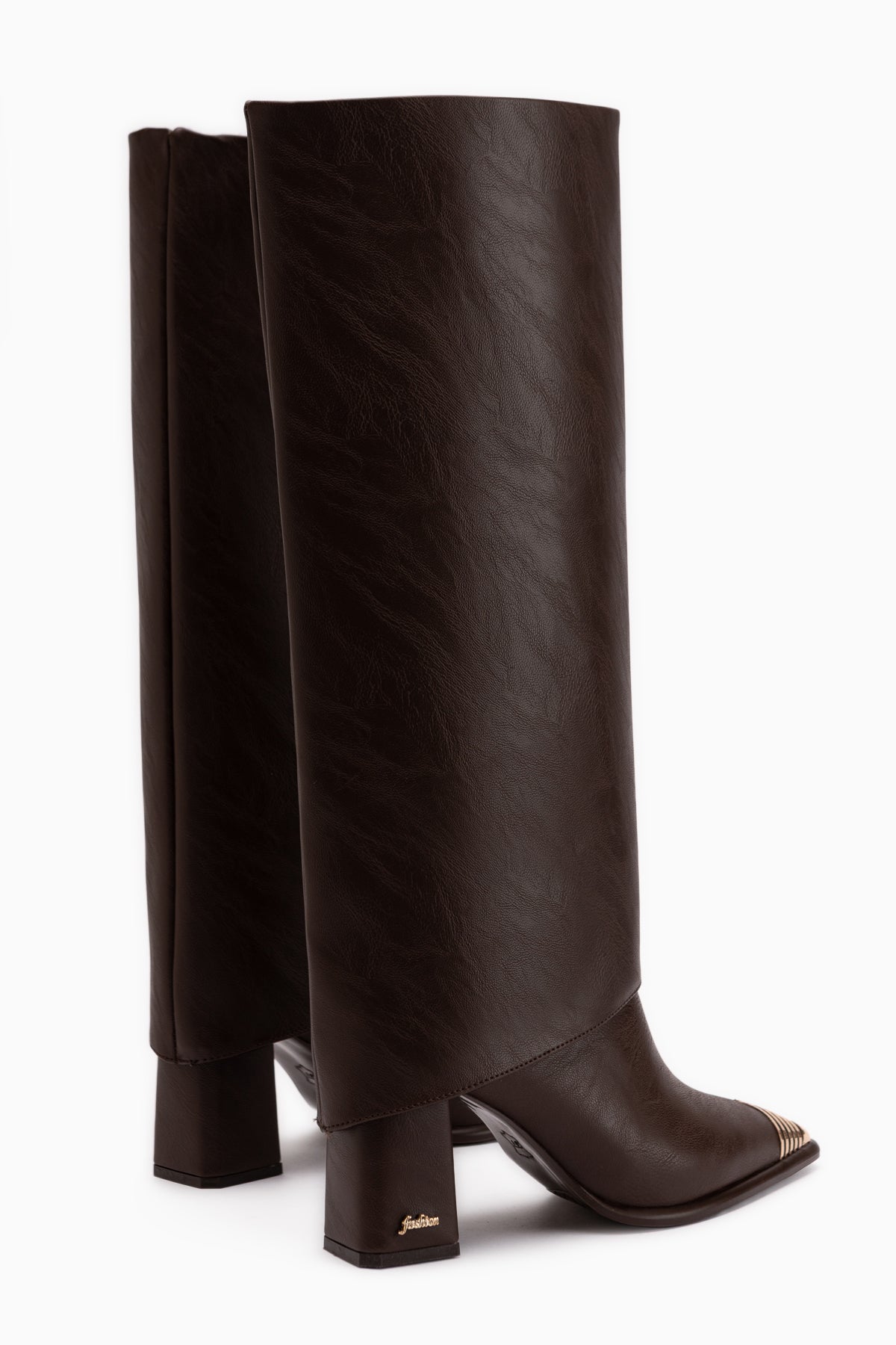 Lacy Braun Abnehmbarer Schaft 2-in-1 Absatz Damen Stiefel & Kniestrümpfe