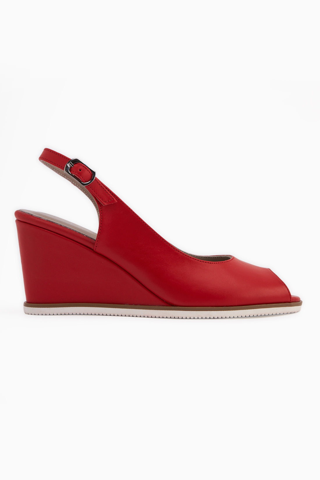 Marly Echtes Leder Rote Keil Damen Sandale