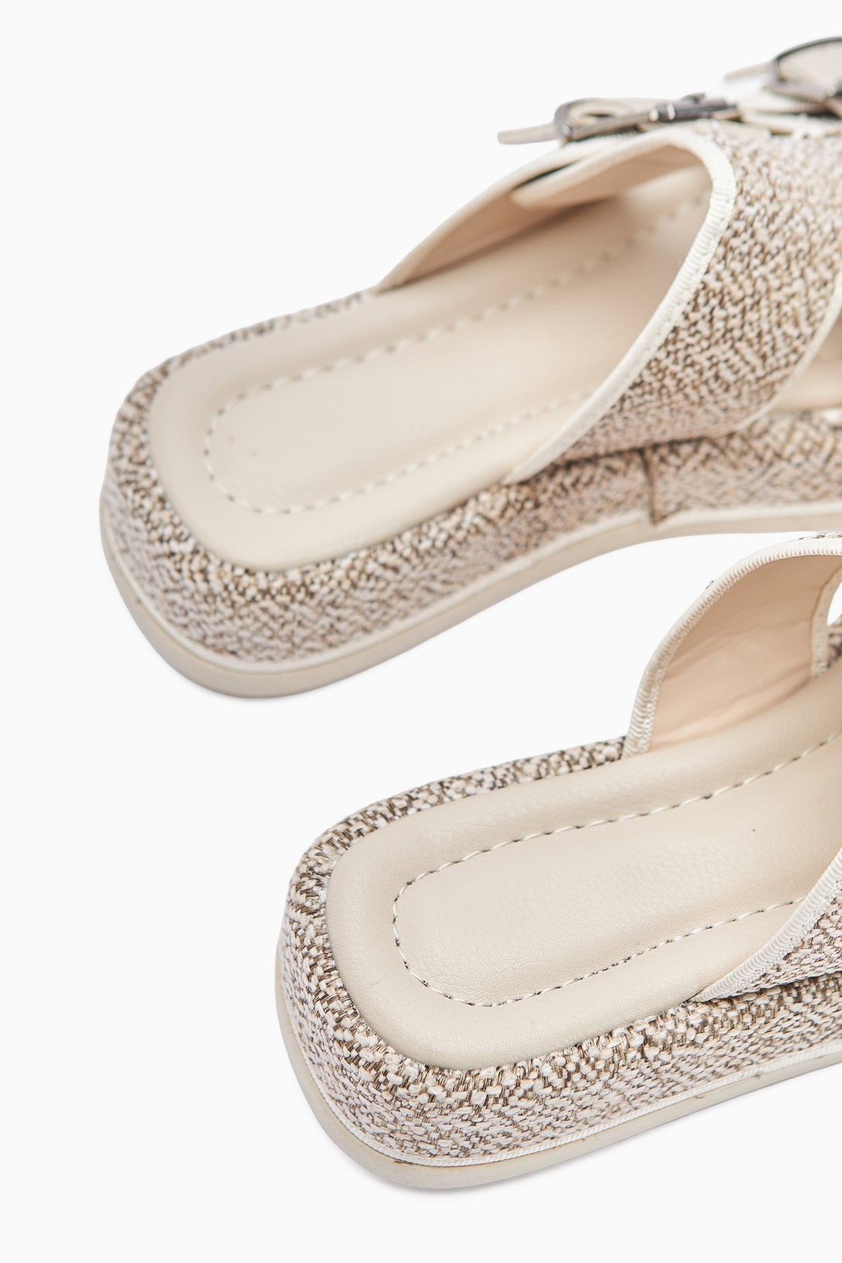 Madina Beige Doppelriemen Gürtel Damen Hausschuhe