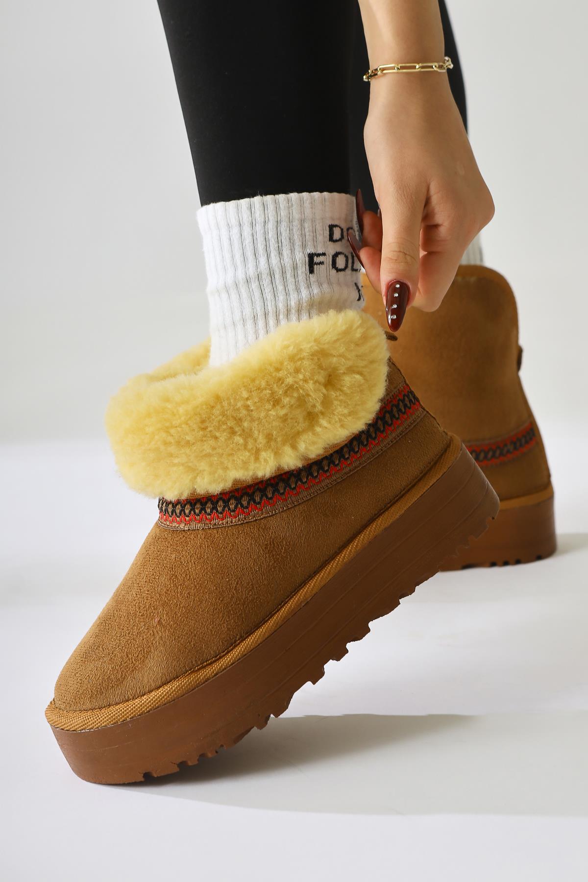 Sin – Cognac Suede Foldable-Cuff Fur-Lined Boot (Women)